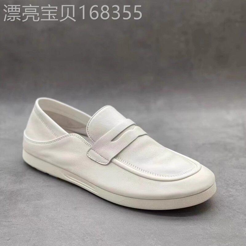 男鞋夏季透气2026新款一脚蹬乐福豆豆鞋白色休闲商务正装男士皮鞋