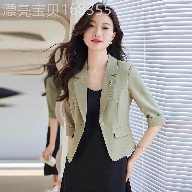 西装外套女春夏薄款短款小个子新款高级感休闲中袖显瘦气质小西服