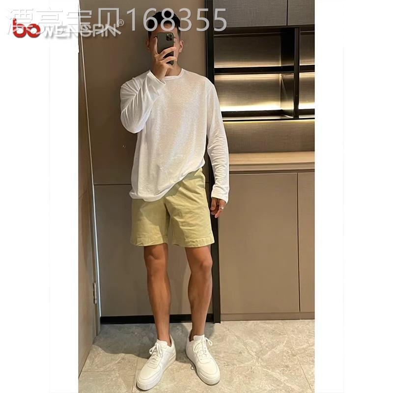 冰丝防晒棉麻感长袖t恤男士2026新款春夏季慵懒风穿搭皮肤衣男款