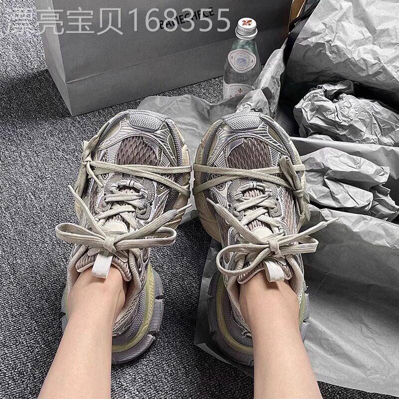 做旧款九代巴黎3xl老爹鞋女2025新款春季正品复古厚底增高运动鞋