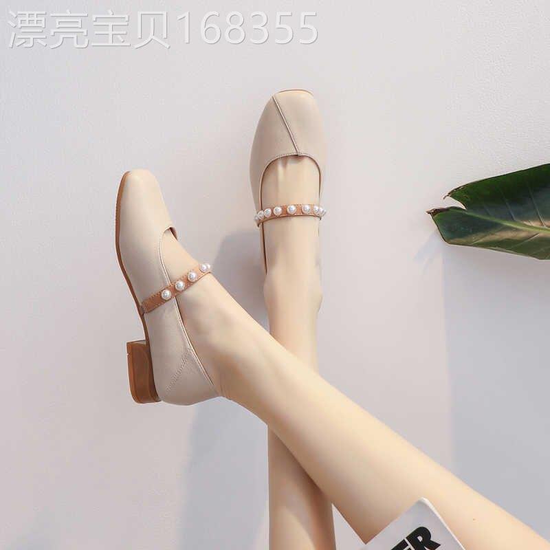 潮牌真皮鞋子女2026春秋新款透气玛丽珍鞋休闲平底小跟豆豆乐福鞋