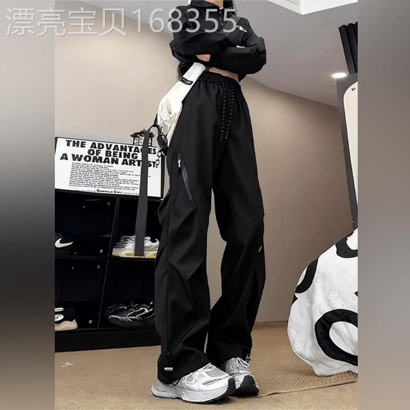 潮牌软壳冲锋裤女春秋季新款防风防水户外登山裤伞兵黑色工装裤