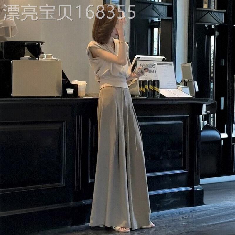 网红爆款阔腿裤套装女夏装搭配一整套通勤轻熟炸街洋气时尚两件套