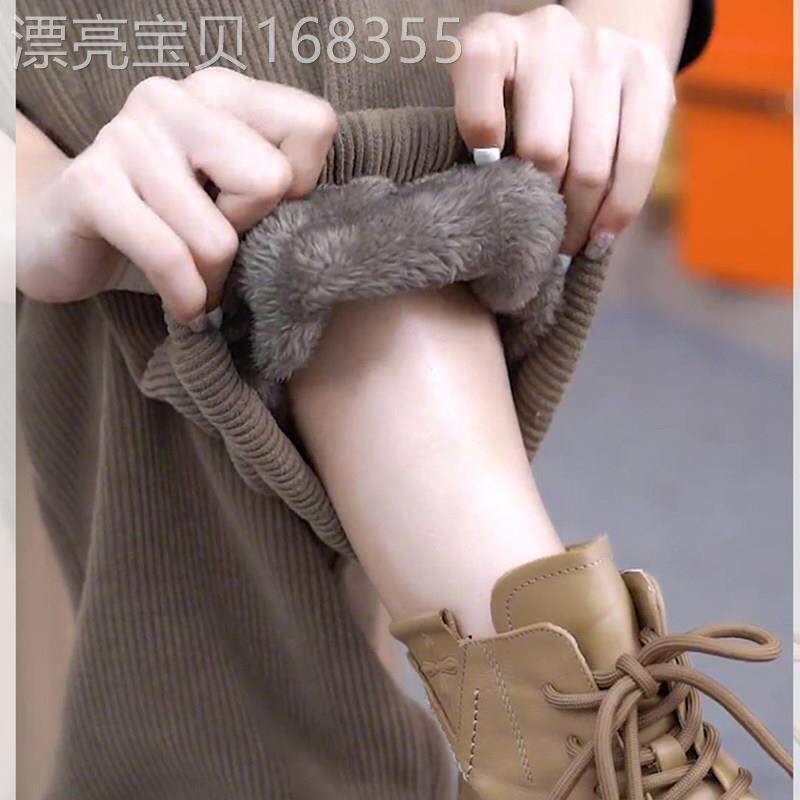 春秋季加绒加厚特厚羊羔绒束脚运动裤女外穿保暖东北棉裤高腰卫裤