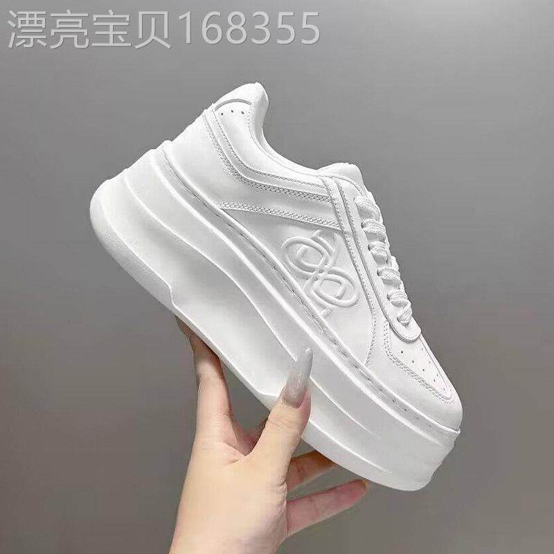 代购赵露思同款ANN小白鞋女真皮厚底加绒松糕鞋增高运动休闲板鞋