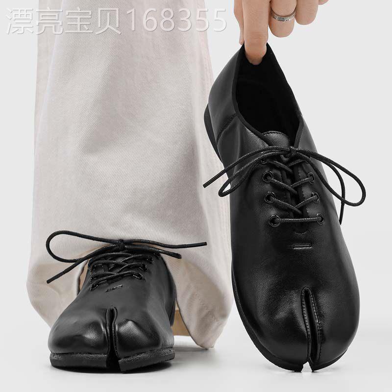 【高品质】分趾鞋男款系带休闲皮鞋百搭通勤黑色英伦风德比鞋潮鞋