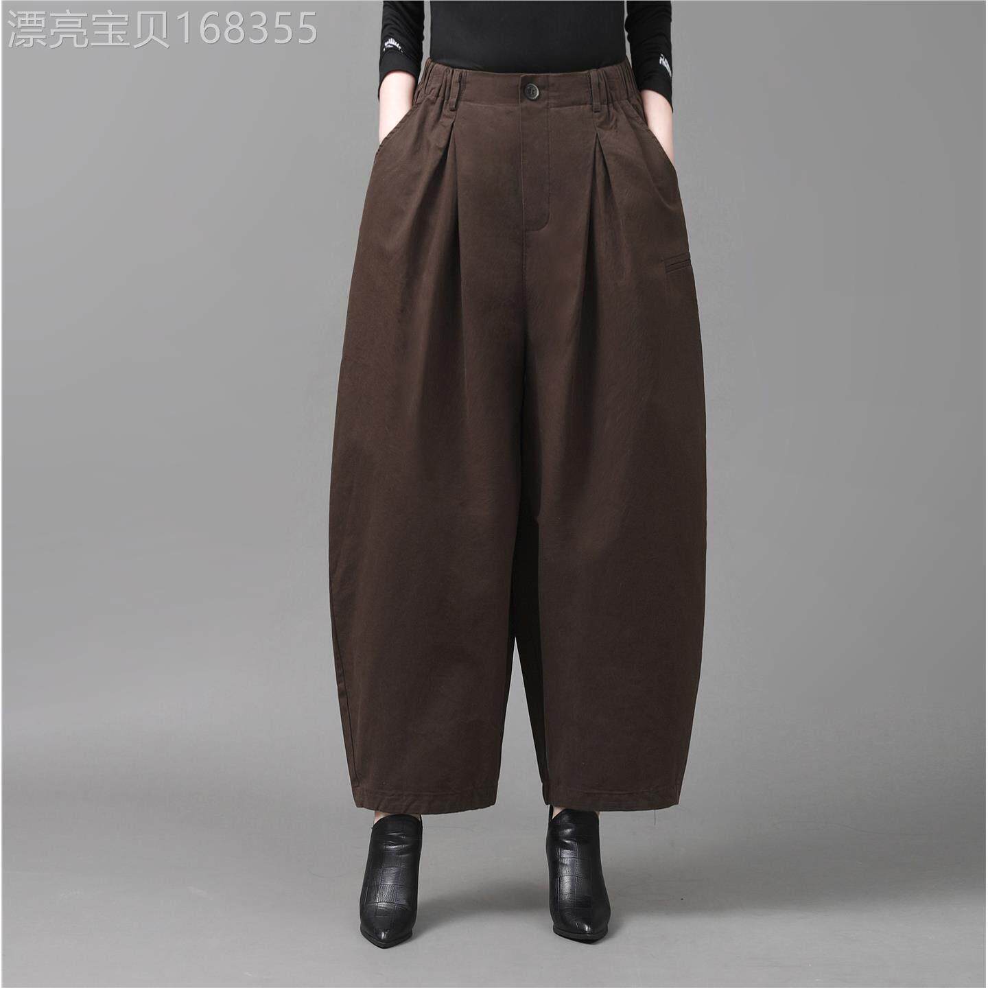 2026秋冬新款文艺复古高腰哈伦裤女宽松灯笼裤百搭厚款九分休闲裤