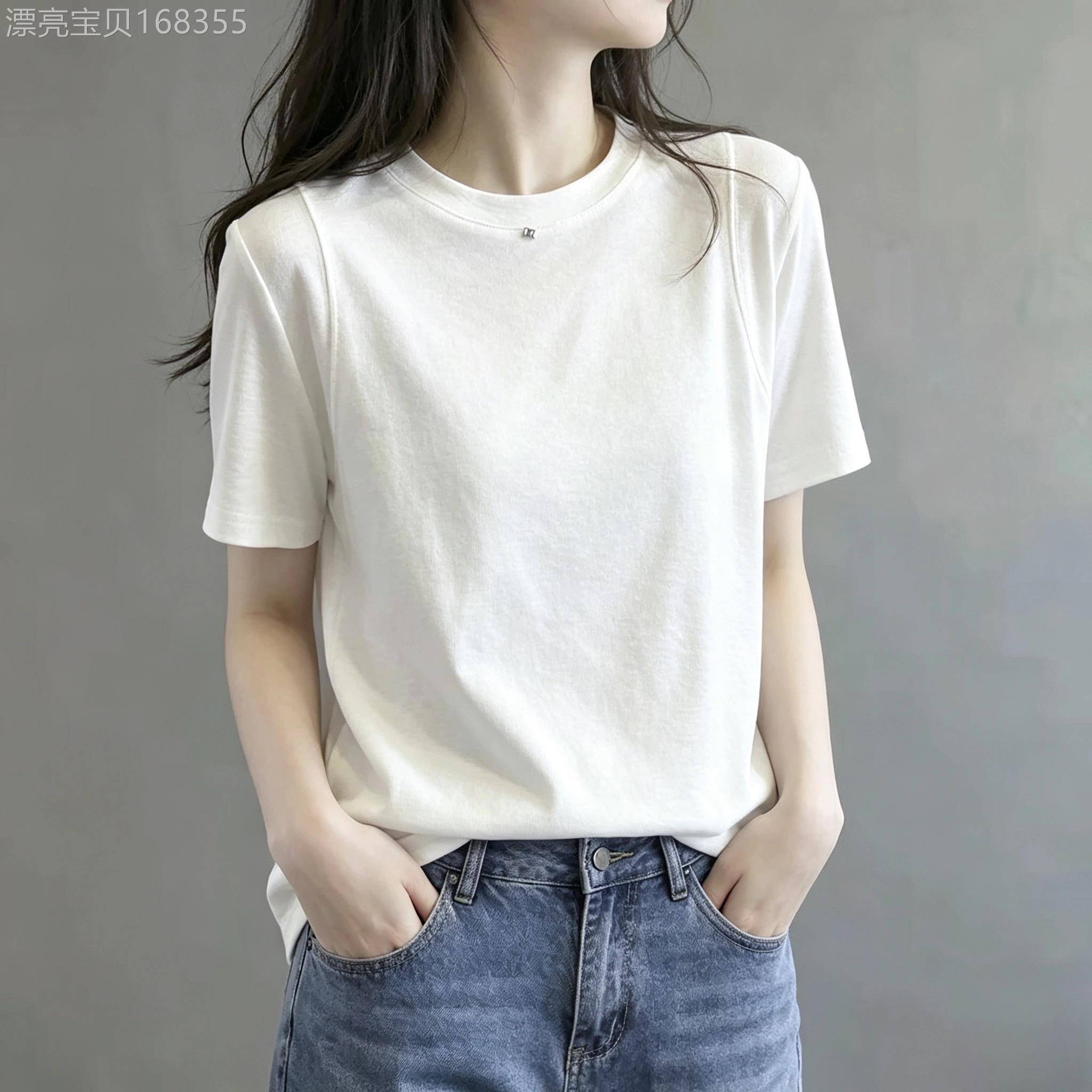 软糯简约白色短袖T恤女夏2026新款宽松圆领百搭显瘦遮肉减龄上衣