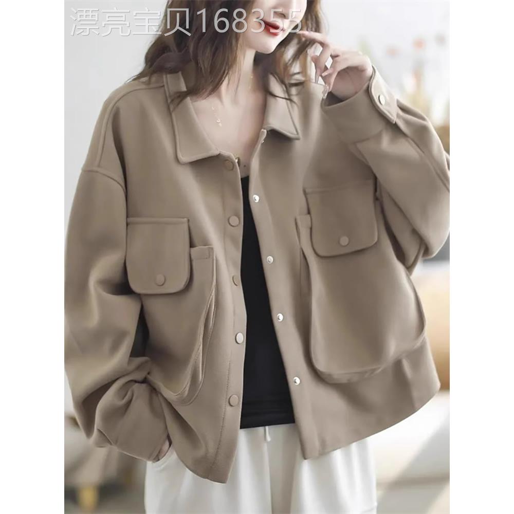 潮牌覆古翻领短款外套女2025春秋季新款潮流个性时尚休闲百搭夹克