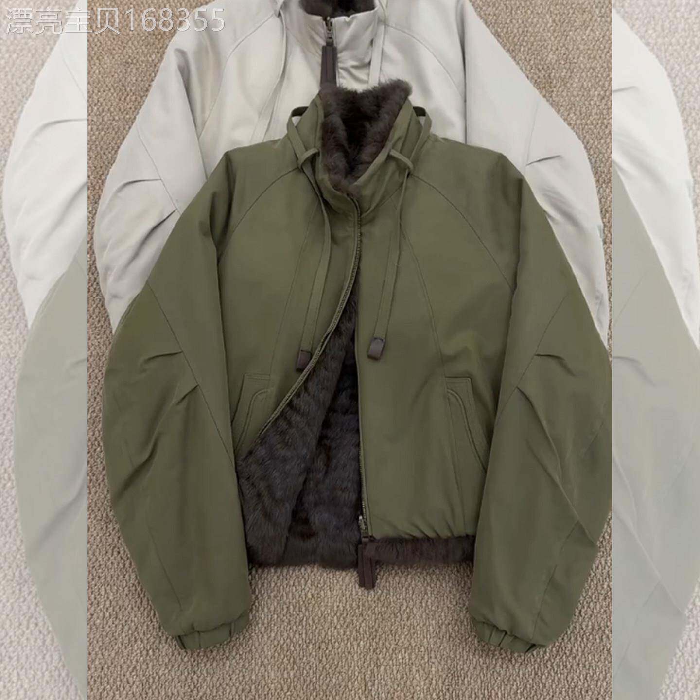 2026新款今年流行爆款军绿色机车服加绒加厚立领毛绒外套女款秋季
