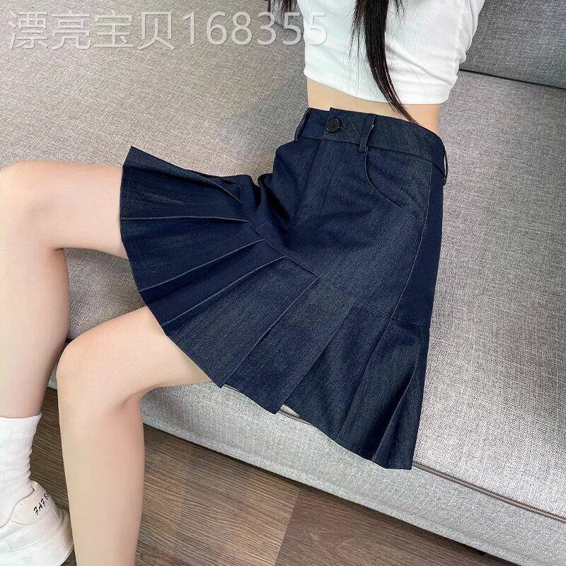 牛仔半身裙女春秋薄款2026新款高腰a字大尺码显瘦短裙小个子包臀