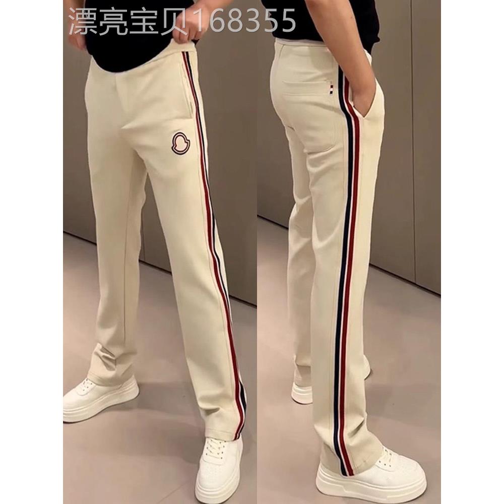拼接条纹刺绣直男休闲裤春夏新修身弹力时尚多功能运动裤宽腿裤