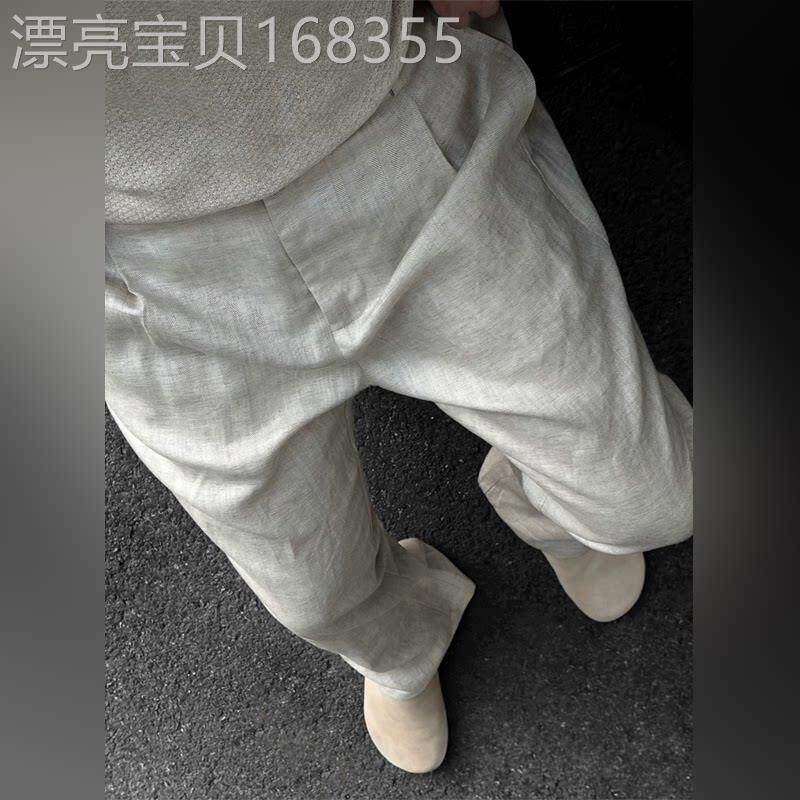 轻奢天丝亚麻老钱风休闲裤男士2026夏季薄款直筒裤子宽松透气长裤
