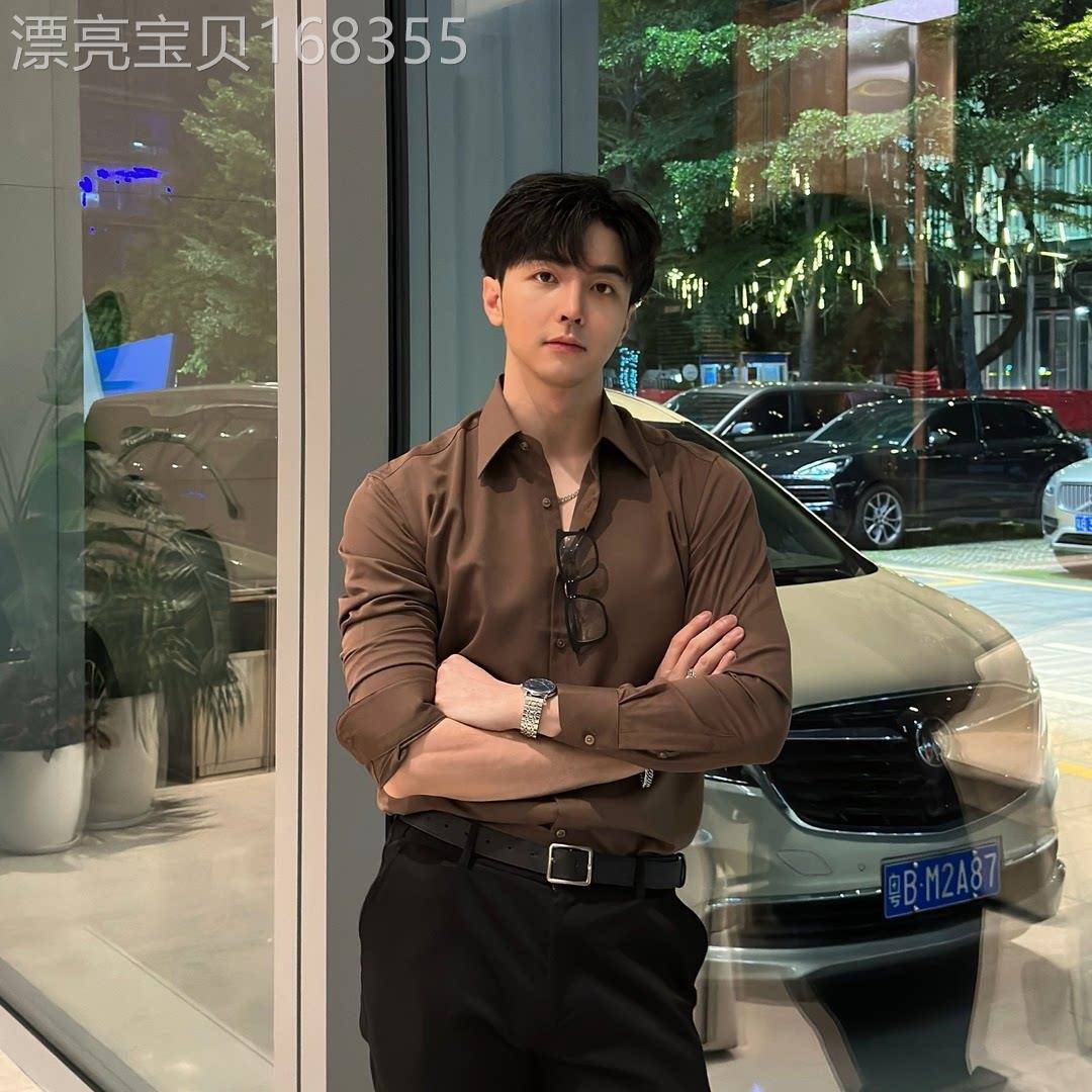 轻奢免熨烫易打理正装长袖衬衫男高级感英伦雅痞风商务休闲西装衬