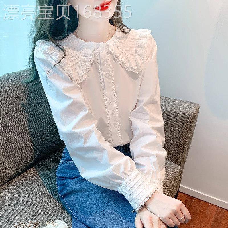 法式雪纺衬衫女长袖春秋薄款2025新款减龄洋气小衫娃娃领衬衣上衣