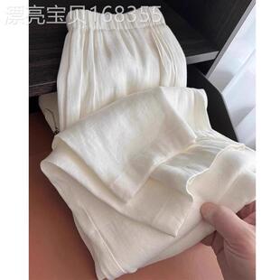 欧洲站白色棉麻宽裤女2026夏季薄款高级感慵懒宽松直筒休闲裤子