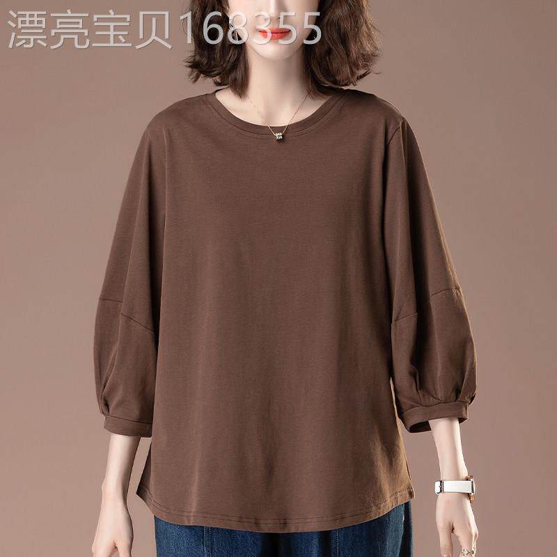 中年妈妈夏季新款宽松显瘦减龄七分袖t恤女大码休闲上衣薄款