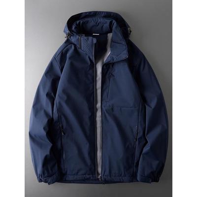 高端加绒加厚冲锋衣外套男士2025春秋冬季新款软壳连帽棉服男款潮