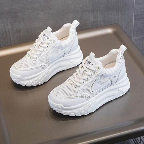 老爹鞋女2025春夏季新款透气网面配阔腿裤的鞋子厚底小白鞋运动鞋