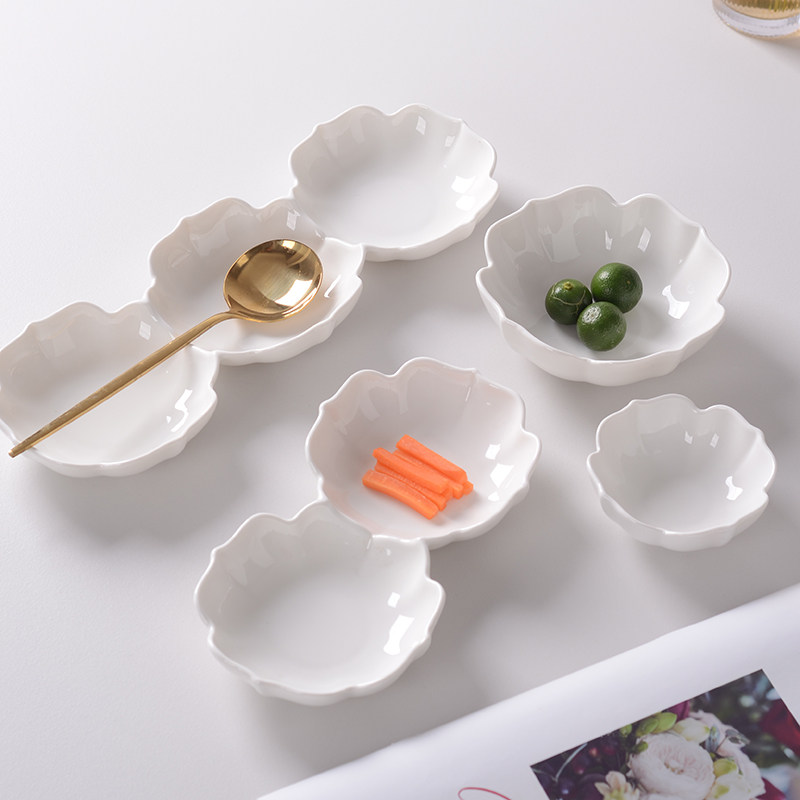 陶瓷分格碟两格三格调料酱料酒店餐厅烤肉火锅小吃碟商用备菜碟子,餐饮具,碟,淘宝优惠券,粉丝福利购,淘宝优惠卷