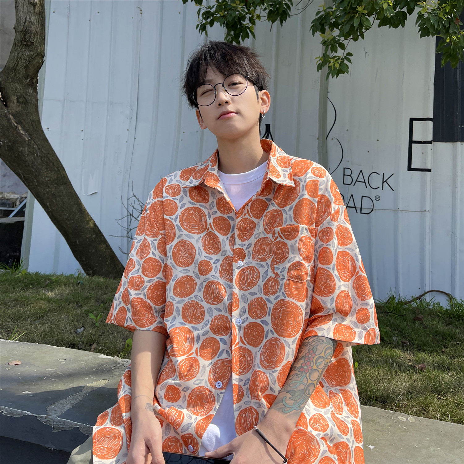 夏季冰丝薄款男女宽松短袖衬衫情侣上衣C303P40,男装T恤,电商A433
