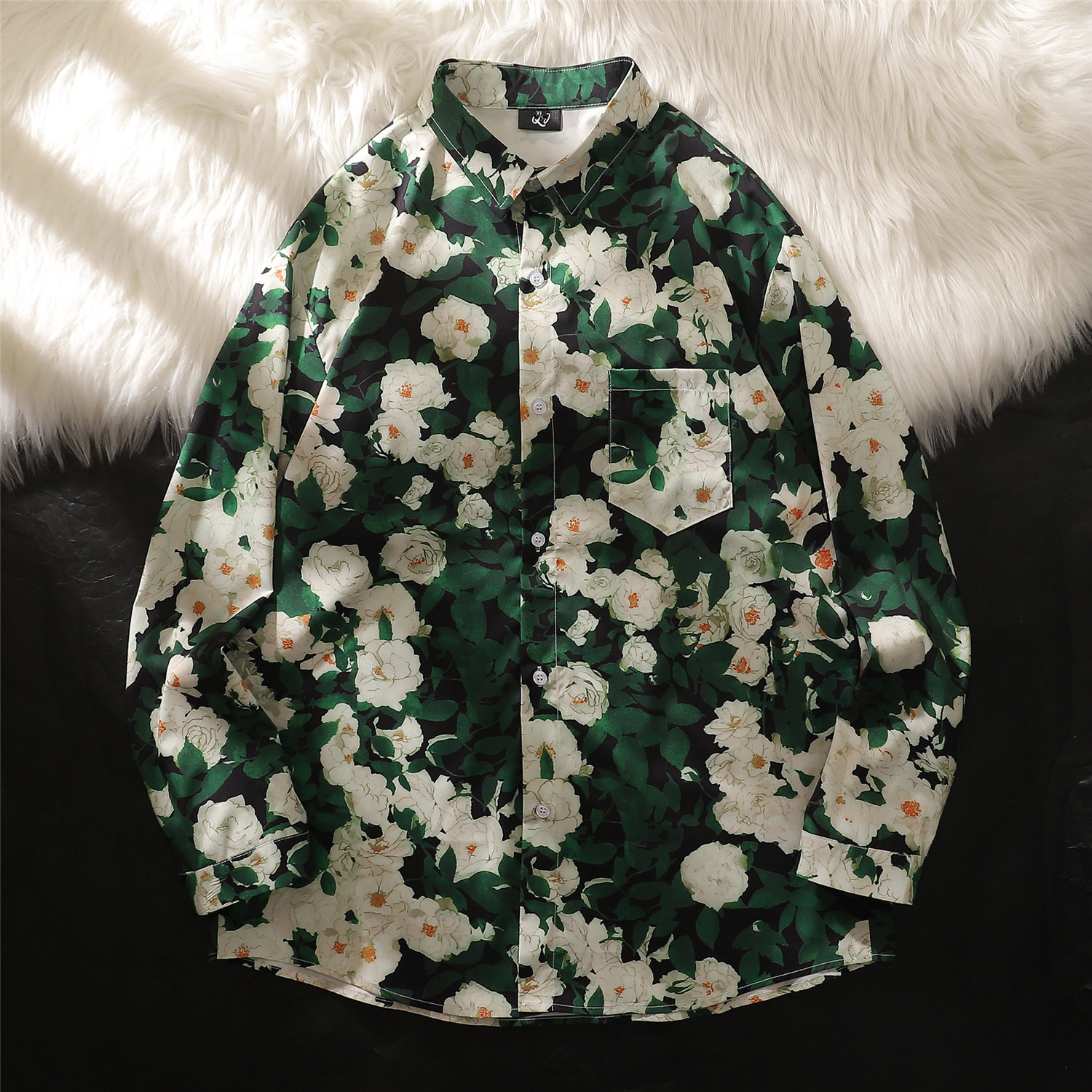 港风秋男女防晒长袖衬衫印花薄款情侣上衣C164P50，男装防晒衣，电商A433