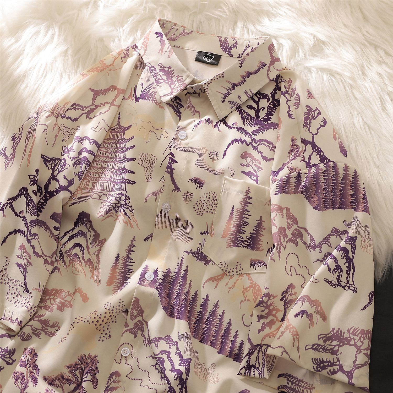 夏季森系防晒冰丝清爽男女宽松短袖情侣衬衫C801P40，男装防晒衣，电商A433