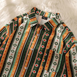 波西米亚风防晒沙滩冰丝薄款情侣夏季条纹花衬衫男女C253P40，男装防晒衣，电商A433