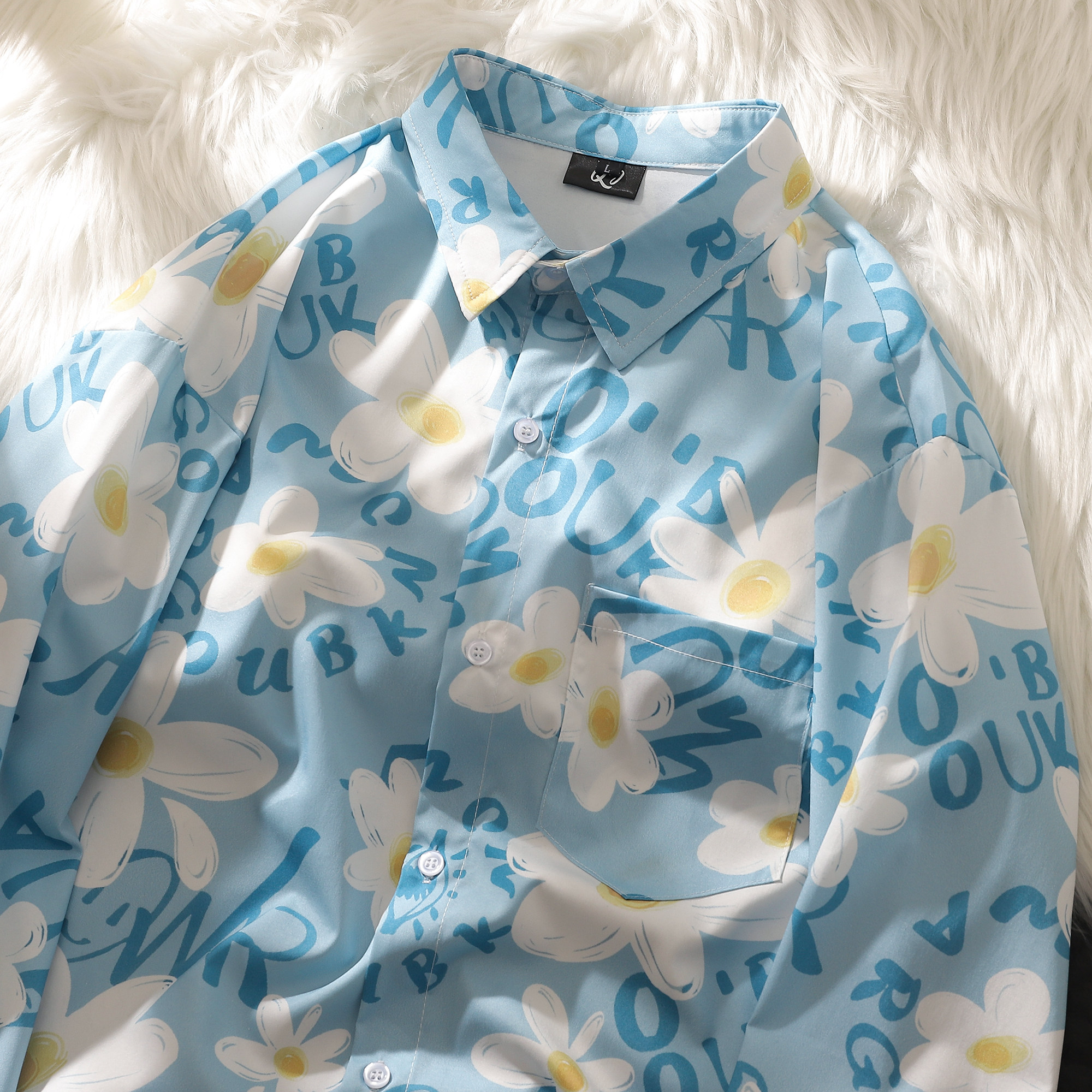 长袖港风秋男女防晒长袖花衬衫印花薄款情侣上衣C219P50,男装防晒衣,电商A433