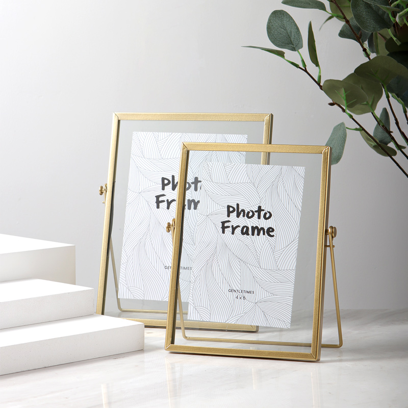北欧ins风相框摆台4寸6寸7寸照片摆台金属植物标本玻璃相册摆件