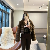 MISSCC 上衣 短款 气质韩女外套 环保毛仿皮草仿紫貂显瘦百搭冬季