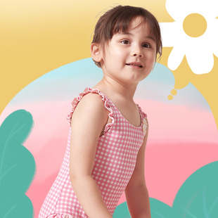 弈姿女童连体三角泳衣可爱宝宝婴幼儿中小童温泉度假儿童游泳衣