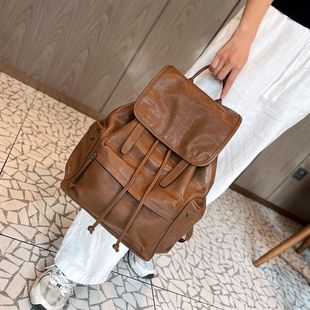 超火软皮旅行双肩包女2025新款 英伦轻便背包女士通勤高级小众 时尚