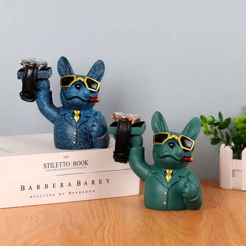 创意绅士犬手表架托摆件手表台支架收纳展示架个性动物手表置物架