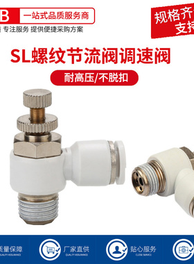 SL气动气管快速白接头节流阀调速阀SL4/6/8/10/12-M5-01-02-03-04
