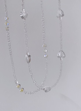 25元包邮朵拉手作透明亚克力爱心串珠项链百搭锁骨链甜美可爱颈饰