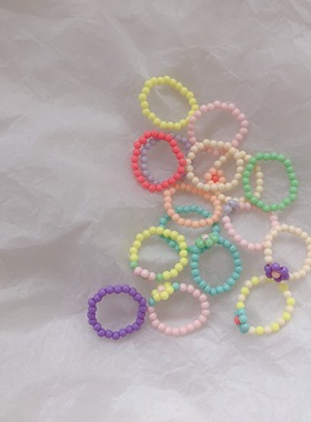 马卡龙色手工编织戒指25元包邮