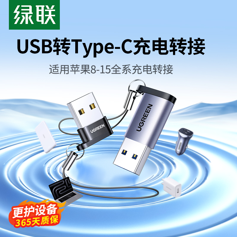 绿联usb转typec转接头otg口快充适用苹果15数据线iPhoneP