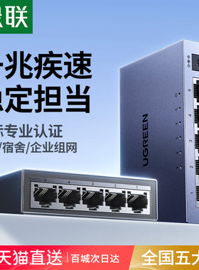 绿联千兆交换机5/8五口poe供电网络路由器2.5g网线宽带家用网口多接口一分二四4转换监控专用扩展分流分线器