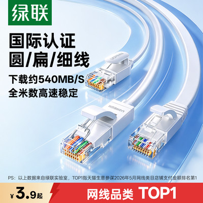 五重国际认证！绿联千兆白色网线