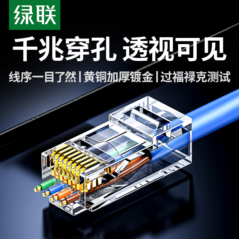 【欧盟认证】绿联千兆穿孔水晶头