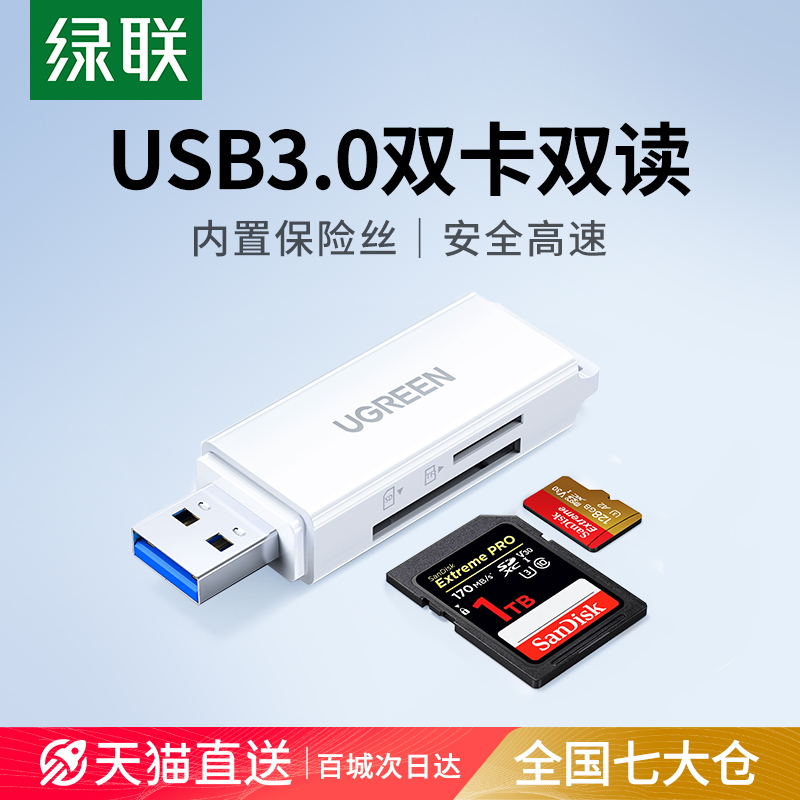 绿联读卡器多功能合一usb3.0高速内存tf/sd大卡安卓手机电脑U盘一体两用车载转换适用于单反相机-封面