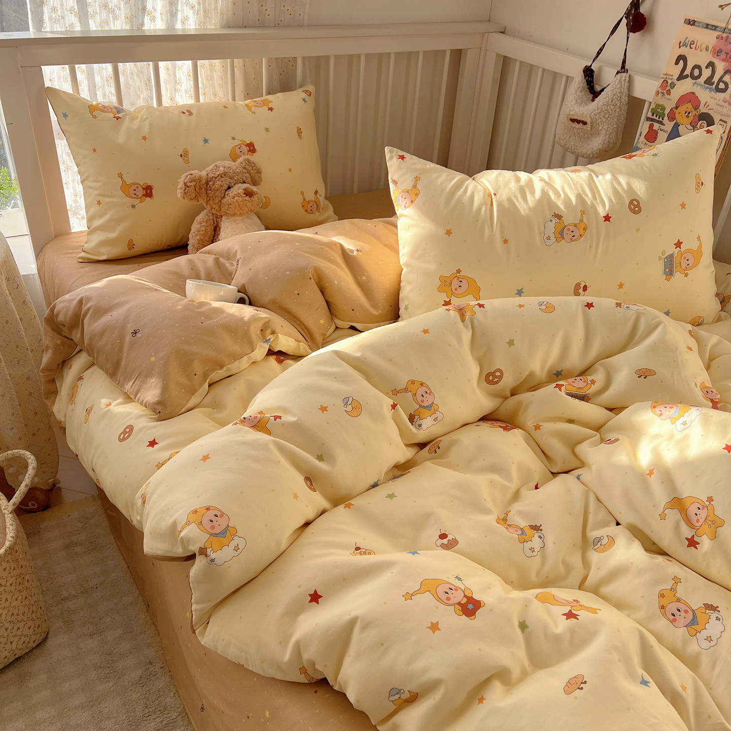 梨梦可爱小星星少女纯棉四件套全棉床单被套床笠单人宿舍床上用品