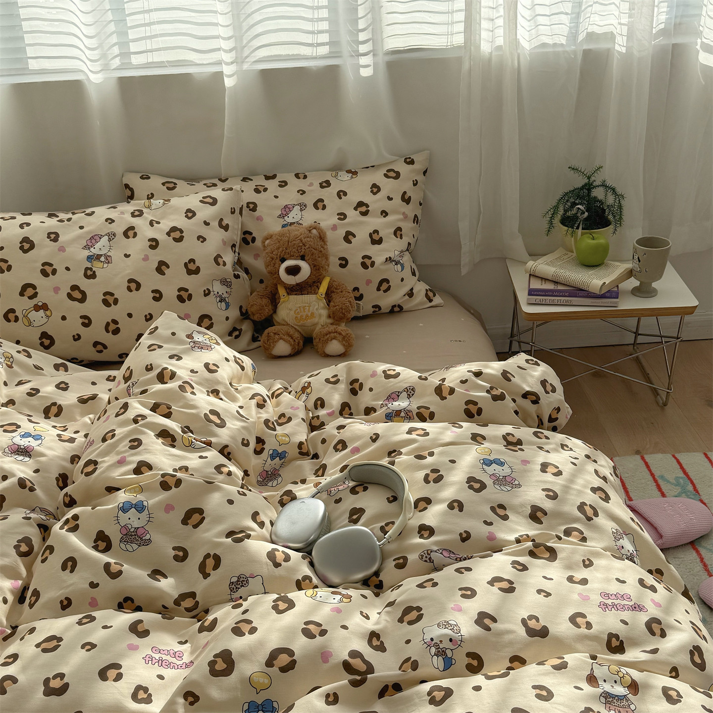 梨梦 ins可爱猫咪卡通纯棉四件套全棉床单被套床笠款宿舍床上用品,床上用品,床品套件/四件套/多件套,淘宝优惠券,粉丝福利购,淘宝优惠卷