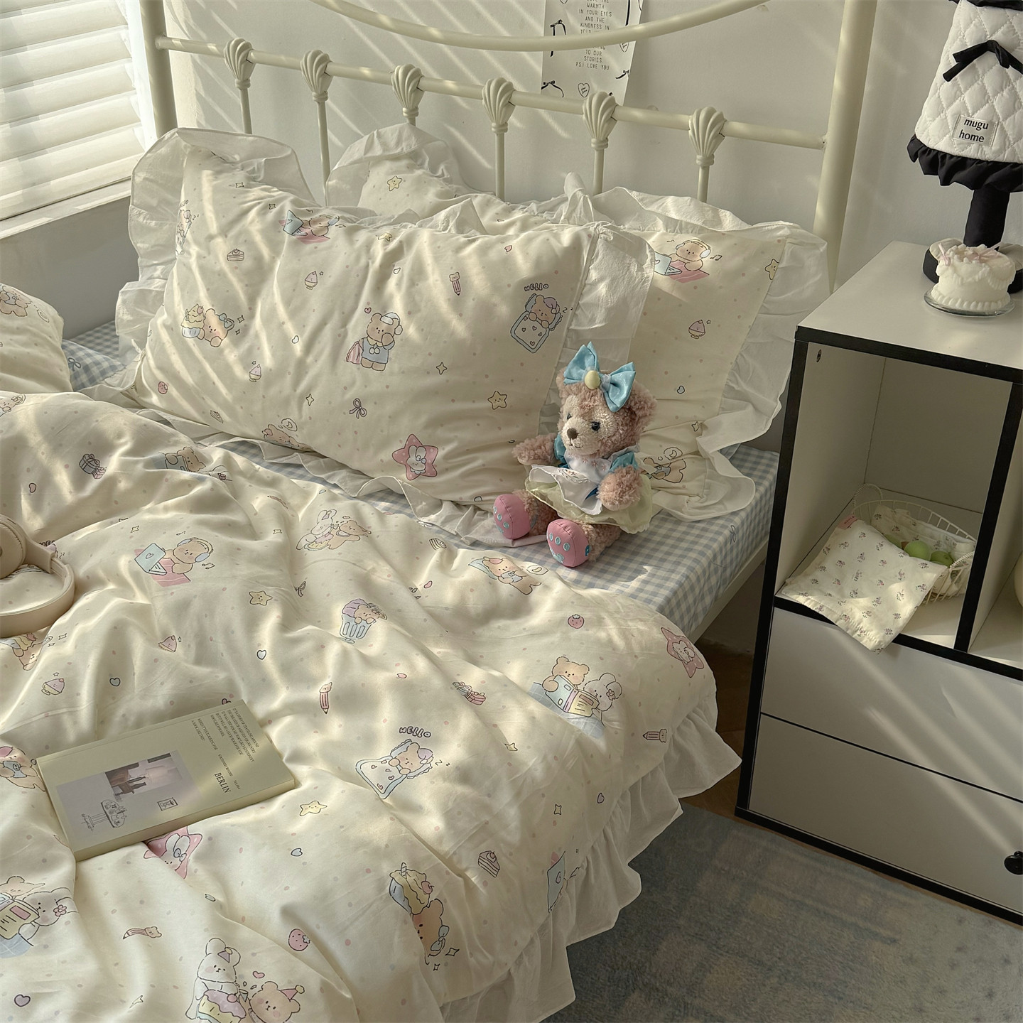 梨梦 小熊周末集 可爱少女心棉四件套全棉床单被套床笠床上用品,床上用品,床品套件/四件套/多件套,淘宝优惠券,粉丝福利购,淘宝优惠卷