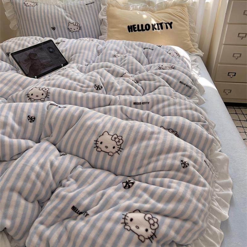 梨梦可可hellokitty保暖加厚牛奶绒四件套床单被套珊瑚绒床上用品,床上用品,床品套件/四件套/多件套,淘宝优惠券,粉丝福利购,淘宝优惠卷