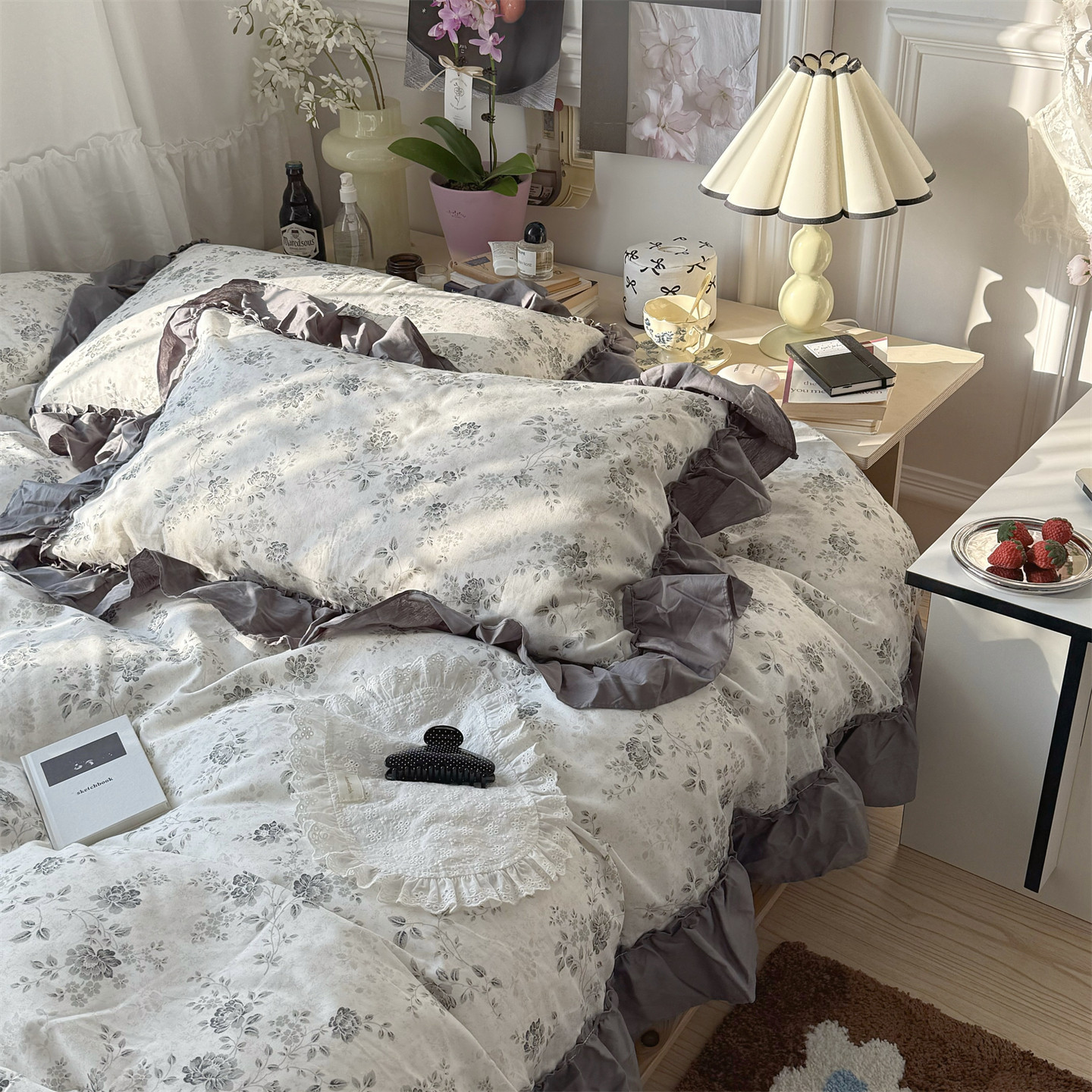 梨梦 复古法式赫本小碎花纯棉四件套全棉床单被套床笠款床上用品,床上用品,床品套件/四件套/多件套,淘宝优惠券,粉丝福利购,淘宝优惠卷