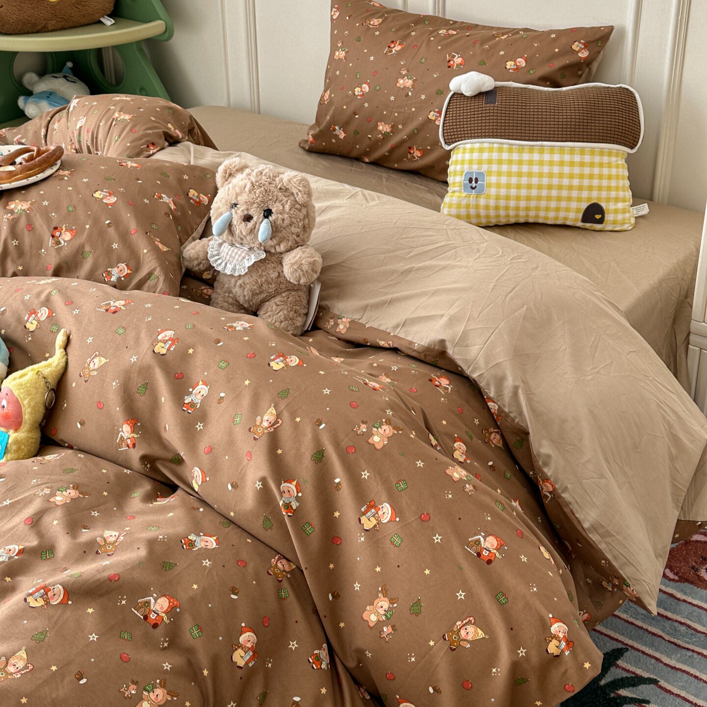 梨梦 ins可爱星星人卡通学生宿舍纯棉四件套全棉床单被套床上用品