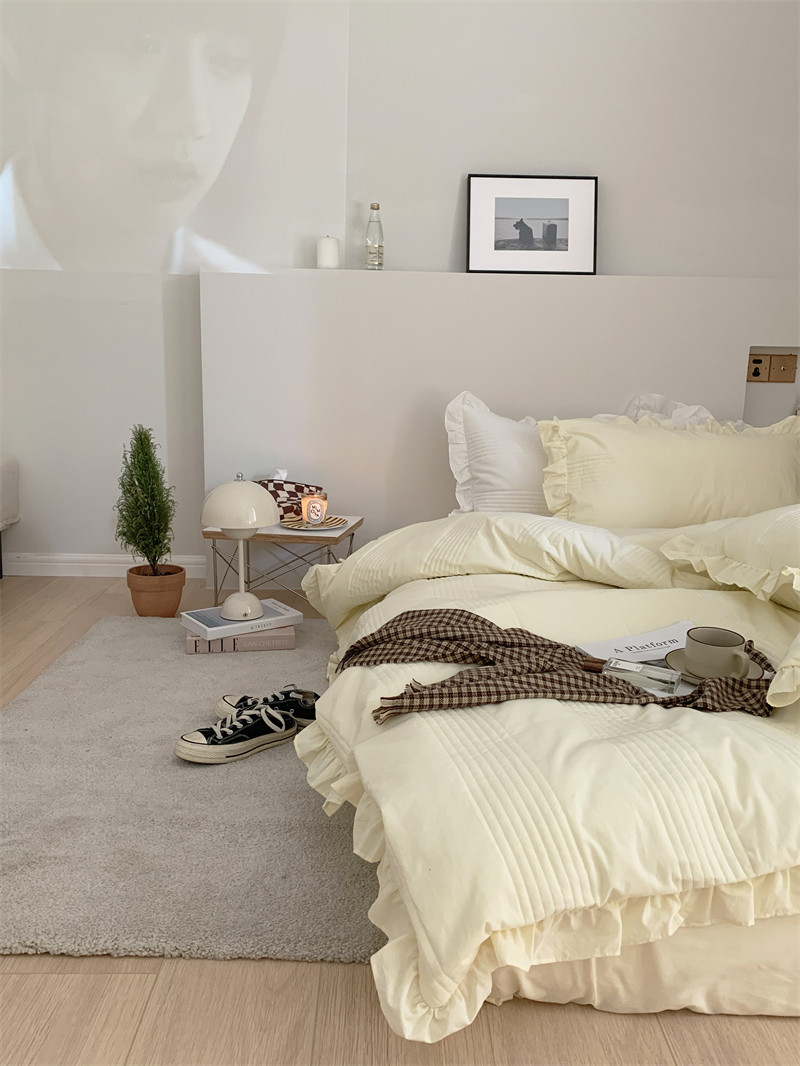 梨梦 厚乳芝芝~ins韩系纯棉水洗棉夹棉四件套全棉床单被套床品,床上用品,床品套件/四件套/多件套,淘宝优惠券,粉丝福利购,淘宝优惠卷