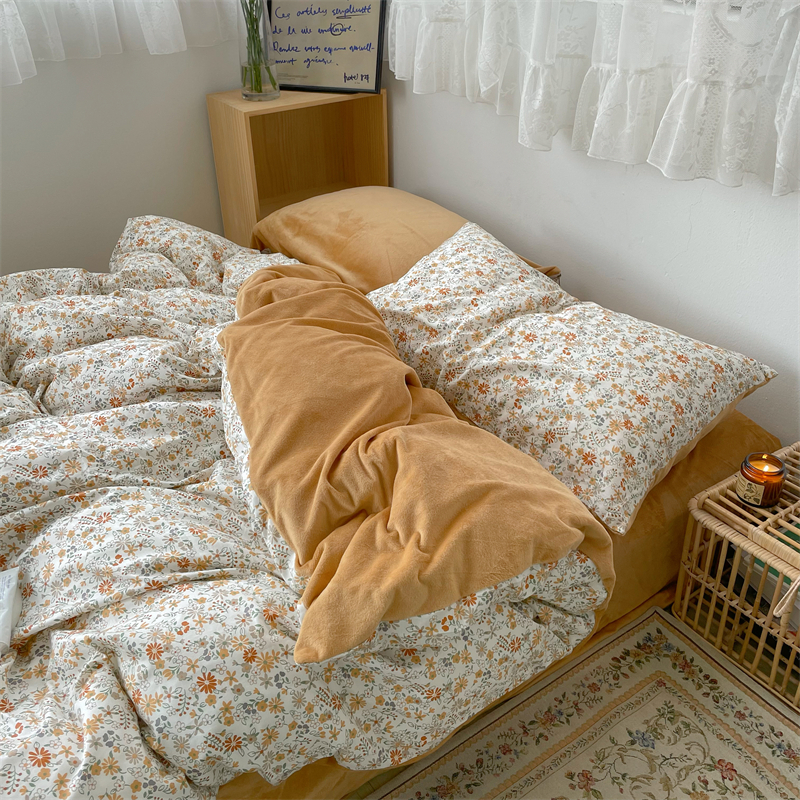 a面纯棉b面水晶绒四件套